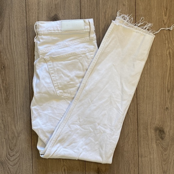 Re/Done White Denim Jeans | Straight Leg Distressed | Size 32 - Picture 1 of 10
